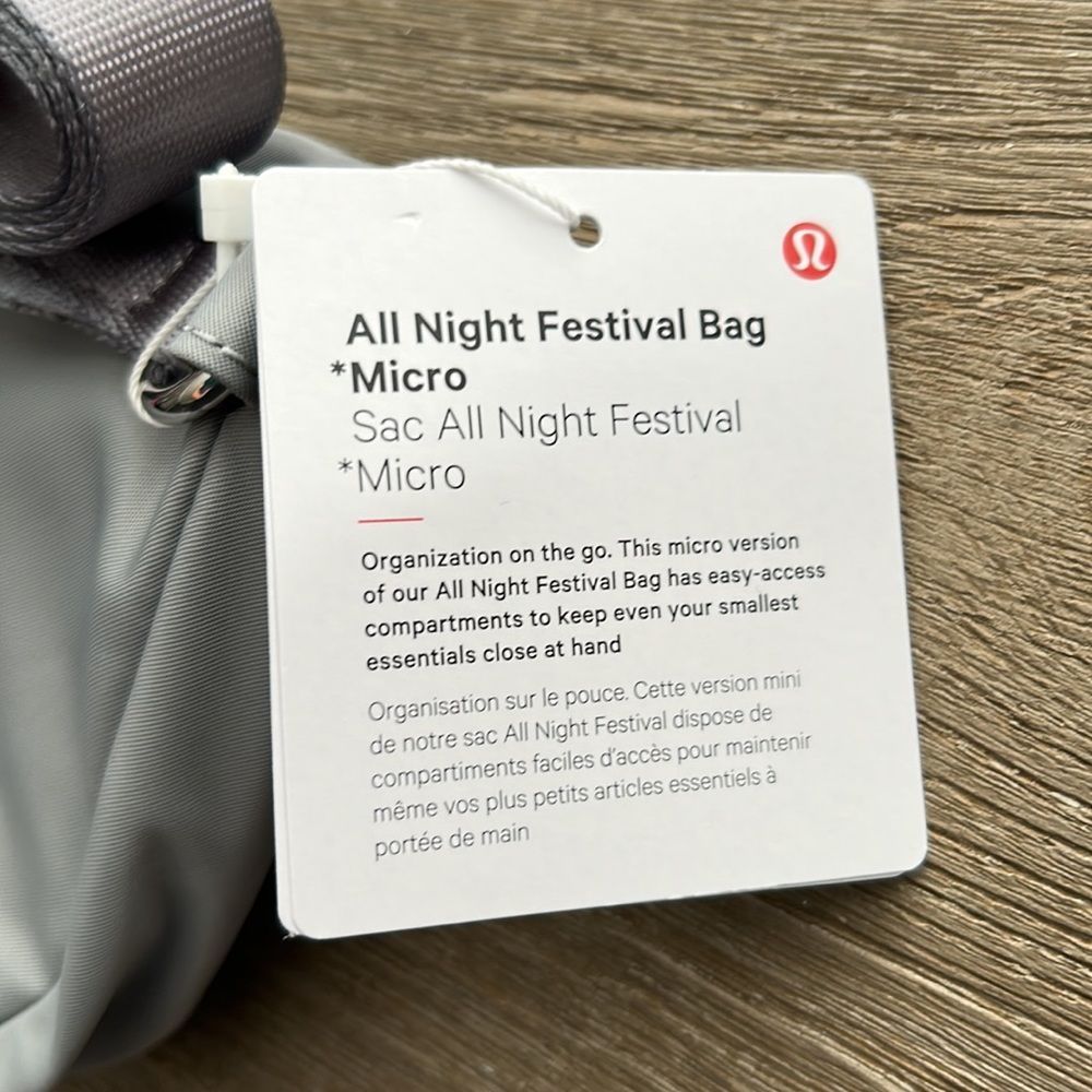 Brand New lululemon All Night Festival Bag Micro Rhino Grey / Silver - Picture 4 of 8
